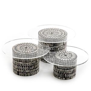 Support à gâteau rond en bois de qualité supérieure pour la décoration d'événements et de fêtes, finition noyer, pour la présentation de gâteaux et de desserts. - Product Image 6