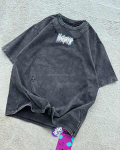 Personnalisé Vintage Hommes Lourd Col Ras Du Cou Surdimensionné T-Shirt Lavage À L'acide Sun-Faded Sérigraphie Conception Streetwear Style - Product Image 3