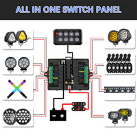 Panel de Interruptores de 8 Canales con Control Táctil a Prueba de Agua, Atenuación RGB, 12V 24V, para Vehículos Marinos, SUV, ATV, UTV, Camiones 4x4