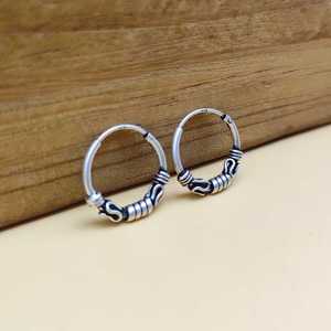 Wire Wrapped 925 <b>Sterling</b> <b>Silver</b> Bohemian <b>Hoop</b> Earrings Handmade <b>Silver</b> Wire Wrapped Bohemian <b>Hoops</b> 925 <b>Sterling</b> <b>Silver</b> - Product Image 1