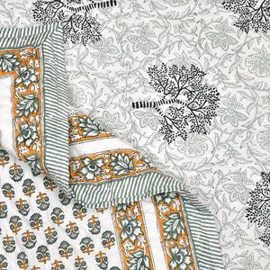 Màu Xanh Lá Cây Cây Màu Vàng Bông Kích Thước Duy Nhất <span class=keywords><strong>Quilt</strong></span> Tay Khối In Cho Ánh Sáng Mùa Đông Tốt Nhất Chất Lượng Cao Bộ Sưu Tập Giá Bán Buôn - Product Image 4