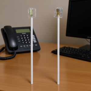 Cable Telefónico Blanco 6P 4C con Conector y Adaptador de 3m 00201133 - Product Image 3