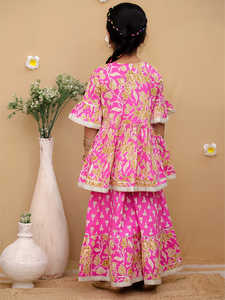 Vêtements traditionnels élégants et confortables pour enfants filles de 1 à 12 ans Ensemble Sharara de créateur pour les fêtes Occasions festives extensibles - Product Image 2