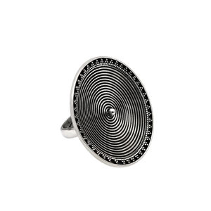 Look Vintage Indien Artisan Bijoux Faits À La Main 925 Sterling Argent Oxydé Forme Ronde Style Ethnique Anneau Direct Usine Prix - Product Image 1