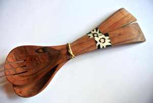 Handmade Acacia Wood <b>Salad</b> Server Set Latest Design Resin and Wood Hot Selling <b>Tool</b> for Home and Kitchen - Product Image 4