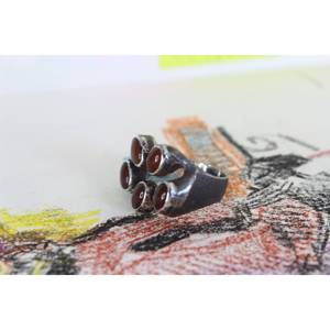 Conjunto de Piedras Variadas en Plata de Ley 925 con Engaste de Ágata Roja, Diseño Bohemio Contemporáneo, Hecho a Mano, Pieza Unisex - Product Image 2