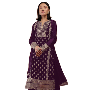 Heavy Real Georgette Anarkali Salwar <b>Suits</b> Collection with Sequence Embroidery Work <b>Wedding</b> Party <b>Dress</b> - Product Image 1