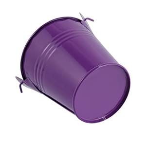 Cubo Plegable de Metal con Recubrimiento en Polvo Morado Pequeño con Asa de Madera, Almacenamiento Ecológico - Product Image 3