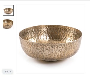 Magnifique bol en métal doré Pièce maîtresse de table de luxe exquise Accent de maison élégant pour salle à manger ou salon - Product Image 4