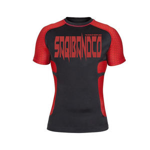 Short Sleeve Stretch Breathable Lightweight Spandex/Polyester <b>BJJ</b> MMA <b>Rash</b> <b>Guard</b> for Adult Men - Product Image 6
