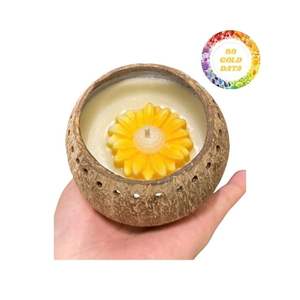 Eco Friendly Coconut Shell <b>Candle</b> For Aromatherapy Relaxation Handmade From Natural Wax Sustainable Gift Idea Bulk Export - Product Image 5