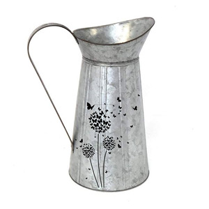 Pichet en métal élégant Vase à fleurs décoratif Pichet galvanisé Utilisation multifonctionnelle Design de fleurs Fabriqué à la main Prix personnalisé en métal - Product Image 4