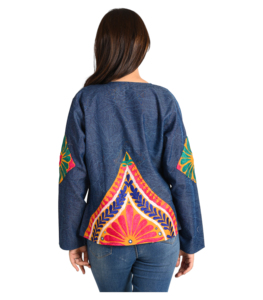 Chaqueta Larga Acolchada de Algodón para Mujer, Otoño Invierno, Diseño Abierto Único, Estampado a Mano, Bolsillos Holgados, Transpirable y Ecológica - Product Image 4