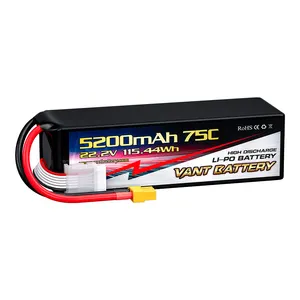 Vant FPV Drone Lipo Batterie 22.2V 5200mah 75C Pour 7-8 pouces 400mm-450mm X8 10 pouces Xclass FPV 1/7 1/8 Scale Drones