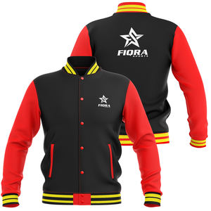 Chaqueta universitaria de béisbol personalizada para hombre de calle principal de lana bordada más vendida con logotipo frontal de cuello levantado - Product Image 3