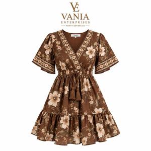 1 MOQ Envío Directo Maxi Vestido de Cintura Natural en Chifón Estilo Hawaiano Tropical Diseño Personalizado Casual Elegante Ecológico Invierno Verano - Product Image 4