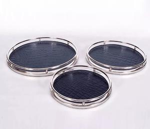 2025 Latest Design Genuine Leather Serving Tray Best for Serving at Home and <b>Bar</b> at Low Price by Zam Zam Impex - Product Image 1