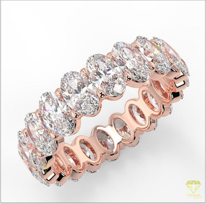 Conjunto de anillo de compromiso de corte ovalado moderno y banda de eternidad, joyería femenina fina, diseño nupcial elegante - Product Image 4