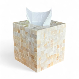 Caja de Pañuelos de Lujo con Incrustaciones de Nácar, Decoración Artesanal para el Hogar o Hoteles - Product Image 1