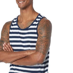 Nueva llegada de secado rápido transpirable Casual Streetwear gimnasio camisetas sin mangas ropa de hombre rayas entrenamiento camisetas sin mangas de los hombres - Product Image 4