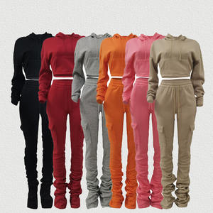 ชุดเสื้อฮู้ดลำลองสำหรับผู้หญิงเสื้อครอปมีฮู้ดลำลองไซส์ใหญ่พิเศษสำหรับฤดูหนาว - Product Image 2