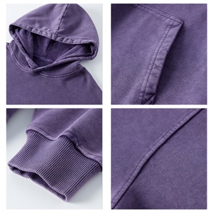 קפוצ'ונים לגברים בסגנון וינטג' שטוף, עם אפשרות להדפסת לוגו בהתאמה אישית, בגזרה רחבה, בסגנון דהוי, כבדים, <span class=keywords><strong>100</strong></span>% כותנה, מבד טרי צרפתי. - Product Image 3