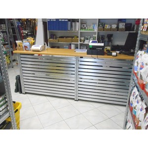 Banco vendite in acciaio e plastica altezza 105 cm cm larghezza superiore 60 cm larghezza cassa per negozi rivenditori e supermercati