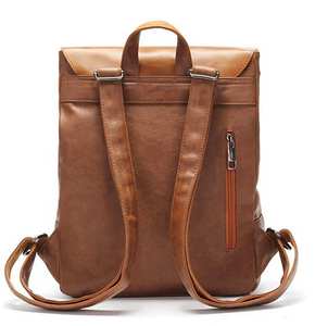 Sac à dos en cuir de luxe de haute qualité LBP-0113 unisexe étanche antivol Style Vintage fermeture à glissière doublure en coton Durable - Product Image 2