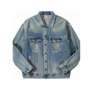 High Quality Retro Distressed Acid Wash Denim Men's <b>Jackets</b> Custom Streetwear Motorbike <b>Racing</b> Coat Winter <b>Jacket</b> - Product Image 5