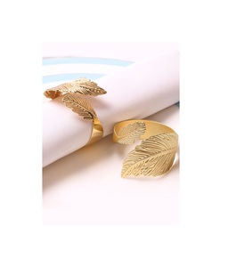 Detailed Handcrafted Eco-Friendly Napkin Rings Leaf Shape Antique Metal Finish Suitable for Elegant Wedding <b>Table</b> Decor Classic - Product Image 2