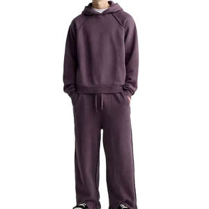 ชุดวอร์มซักได้สำหรับผู้ชายผ้าฝ้ายขนแกะสองชิ้นสีพื้นขนาด6XL ชุดออกกำลังกาย - Product Image 5