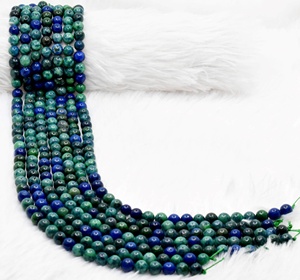 Perles rondes polies de 8 mm en azurite et malachite, cristaux naturels, pour la méditation, la joaillerie et la mode - Product Image 4