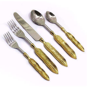 Juego de Cubiertos de Acero Inoxidable de Lujo para Bodas, Cuchillo, Cuchara y Tenedor de Metal Moderno al por Mayor, con Mango de Resina - Product Image 2