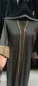 Élégant modeste brodé à la main femmes diamant chaîne dur travail Abayas formelle traditionnelle Dubaï robes tissu respirant - Product Image 2