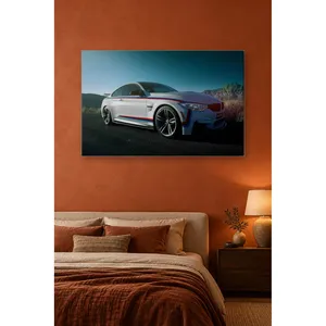 Fida White BMW M4 avec bandes M, impression sur toile ciel turquoise - Product Image 4