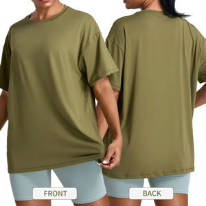 Ladies' Summer Cotton T-Shirt Comfortable Short-Sleeved Crop Top with Drop Shoulder Custom Logo Wholesale Casual Style - Product Image 2