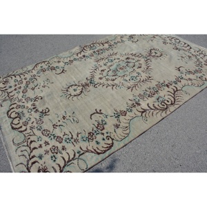 พรมวินเทจขนาดใหญ่ 5.4x9.3 ฟุต พรมตุรกี สีน้ำตาลน้ำเงิน พรมขนสัตว์โมร็อกโก - Product Image 4