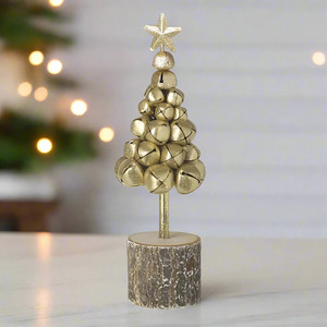 ต้นคริสต์มาสเครื่องประดับโลหะสุดสร้างสรรค์พร้อมฐานไม้ที่ดีที่สุดสำหรับโต๊ะในบ้านรูปปั้นในร่มอินเทรนด์ - Product Image 1