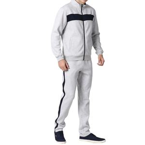 เสื้อแจ็คเก็ตผู้ชายคอตั้งแบบมีสีตัดกัน เอวยางยืด ระบายอากาศได้ดี ผลิตจากผ้าฟลีซ โพลีเอสเตอร์/คอตตอน สำหรับฤดูหนาว พร้อมกางเกงวอร์มขายาวสำหรับวิ่งจ๊อกกิ้ง - Product Image 3