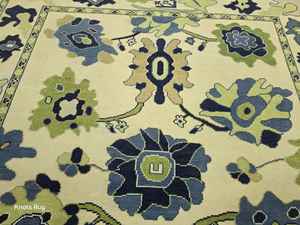 Tapis Oushak Antique en Laine Tricoté à la Main 8x10 Beige Vert Haut Traditionnel Tapis de Salon Tailles 6x9 10x14 Soie Coton Prière - Product Image 2