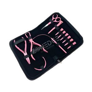 Kits d'extension de cheveux de haute qualité avec pinces à perles Micro Nano anneaux rose vif et pinces à boucle outils d'application de trame - Product Image 2