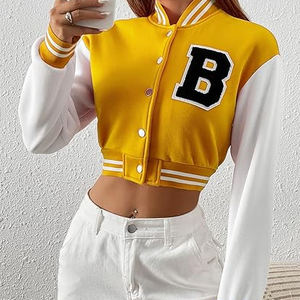 2025 Trending Women Varsity Jacket Custom Letterman College Style Oversized Bomber Jacket Moda Streetwear Proveedor al por mayor - Product Image 4