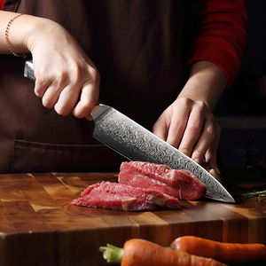 Couteau de chef Damas de 8 pouces avec manche noir couteau de cuisine personnalisé professionnel OEM ODM de qualité supérieure vente en gros - Product Image 3