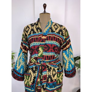 เสื้อคลุมขนจามรีแบบยูนิเซ็กซ์ ลายดอกไม้หรูหราสไตล์เมือง สีเบจ แดง น้ำเงิน เขียว ลายเรขาคณิตเพชร นุ่มสบาย ผลิตภัณฑ์ ODM - Product Image 5