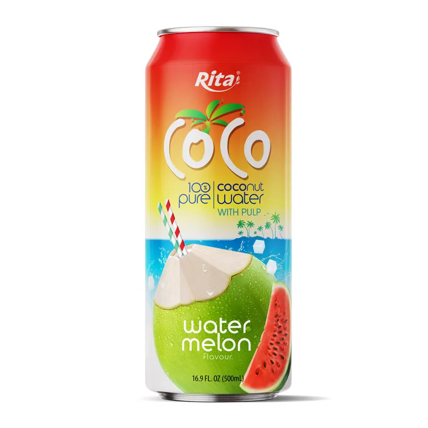 Coconut Water with Pulp with Watermelon Flavor from Vietnam 500ml Best Selling Fresh Fruit