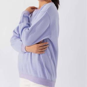 High Quality Women Sweatshirts <b>Drop</b> Shoulder Pullover Oversize Streetwear Customized Logo Printing Solid Sweatshirt for Women - Product Image 3