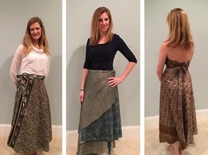 Vente en gros de lots de jupes longues en soie sari jupe longue magique vêtements de plage sarong hippie jupe réversible faite à la main - Product Image 5