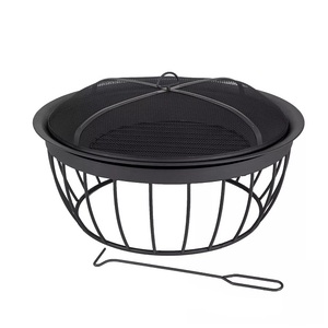 Foyer carré à bois extra profond avec poker et couvercle à écran d'étincelles fini rouillé décoration de jardin extérieur foyer patio - Product Image 5