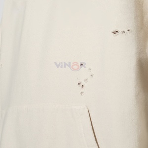 เสื้อฮู้ดดี้ผ้าฝ้ายฟลีซหนานุ่มพิมพ์ลายสกรีนเองสำหรับผู้ชาย คุณภาพสูง สไตล์ดิสเทรส สำหรับฤดูหนาว - Product Image 3