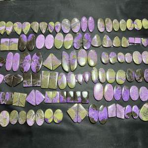 Cabujón de jaspe de stichtita púrpura Natural de grado AAA, piedra preciosa suelta para hacer joyas, par de piedras preciosas verdes en forma mixta - Product Image 2